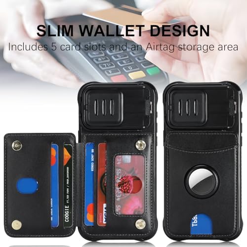 Cavor for iPhone 15 Pro Max Wallet Case with Card Holder, Black - Image 2