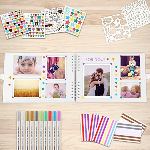 Gotideal 80 Pages Scrapbook Album with 10 Metallic Markers, White - Image 6