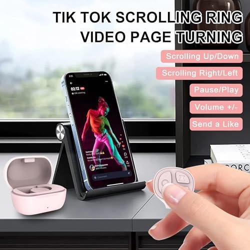 TikTok Scrolling Ring, Bluetooth Camera Remote Control, Scrolling Ring Remote for iPhone TIK Tok Facebook YouTube Instagram Android Phone, Auto Tapper for TikTok Live (Baby Pink) - Image 2