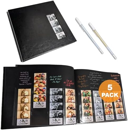 2x6 Strip Album, Black Cover Black Pages, 2 Gel Pens, 5pk by PhotoBoothNook