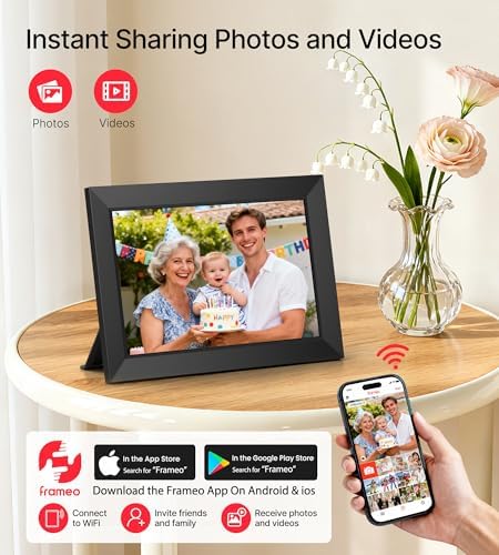 BIGASUO Digital Picture Frame, 10.1" Frameo Digital Frame WiFi with 32GB Memory, 1280x800 IPS Touch Screen, Send Photos/Videos from Your Phone Anywhere, Photo Gifts for Parents and Grandparents - Image 2
