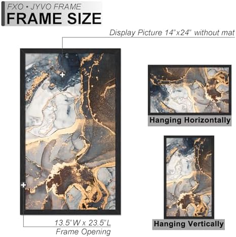 Fxojyvo 14x24 Picture Frame Set of 3 Black Engineered Wood Wall Hanging - Image 4