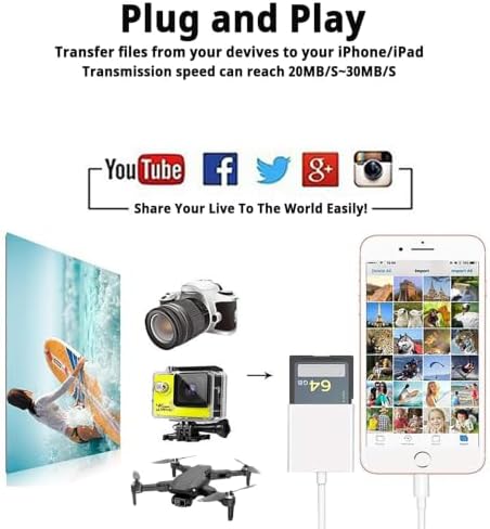 (Apple MFi Certified) Lightning to SD Card Camera Reader for iPhone iPad, Dual Card Slot Memory Card Reader Supports SD and TF Card Trail Camera Viewer Sd Card Adapter Portable Micro Sd Card Reader - Image 3