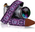 Art Tribute Camera Strap - Shoulder, Crossbody & Neck Camera Strap for Photographers, Fits All Cameras, Canon Nikon Sony Fujifilm, Padded Strap W/Quick Release, Embroidered Cotton & Leather Ends by ArtTribute