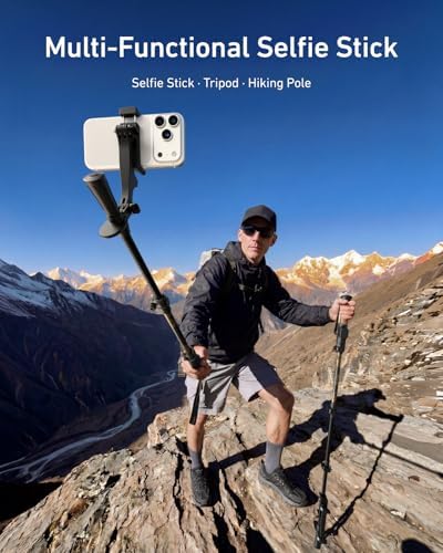 TELESIN TrekShot Carbon Fiber Selfie Stick Tripod, 3-in-1 Hiking Stick Pole - Image 4