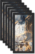 5x10 Picture Frame Set of 6 Black Engineered Wood Tabletop/Wall Hanging by Fxojyvo