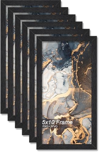 5x10 Picture Frame Set of 6 Black Engineered Wood Tabletop/Wall Hanging by Fxojyvo