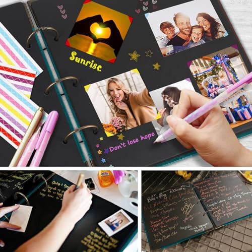Photo Album DIY Scrapbook, 10x10 inch 50 Pages Vintage Leather Cover Three-Ring Binder Love Picture Booth Albums with 408pcs Self Adhesive Photos Corners for Memory Keep, Heart (Jasper Green) - Image 5