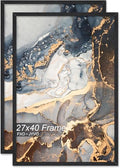 Fxojyvo 27x40 Picture Frame Set of 2 Black Engineered Wood Wall Hanging by Fxojyvo