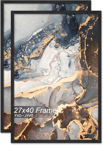 Fxojyvo 27x40 Picture Frame Set of 2 Black Engineered Wood Wall Hanging by Fxojyvo