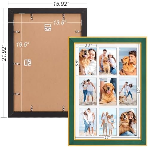 Suede 13.5x19.5 Picture Frame Display 9 Opening 4x6 Picture Frames Collage Wall Decor with Mat,Multi Photo Frame for Plexiglass,Wall Decor,1Pack,Green - Image 4
