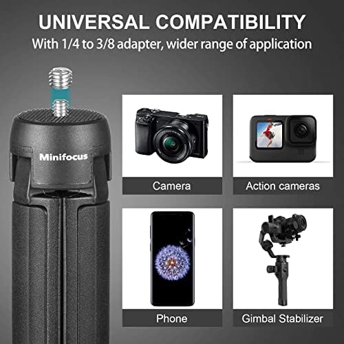 MINIFOCUS Camera Tripod, Desktop Tabletop Stand Compact Tripod with 1/4" Screw, Phone Tripod Stand for Gimbal Stabilizer Webcam Phone Holder Selfie Stick and All DSLR Cameras - Image 2
