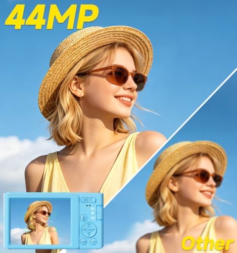 Digital Camera 4K, 44MP Autofocus Compact Digital Camera, 64GB, 2 Batteries - Image 3