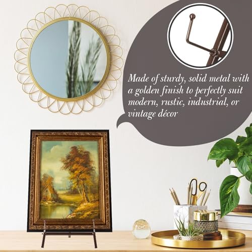 Leinuosen 1 Pcs Metal Easel Stand 16.5" H x 8.7" W x 4.3" D Table Top Easel Stand for Display Tripod Art Picture Mirror Modern Plate Holder for Display Book Photo Wedding Sign (Brown) - Image 4