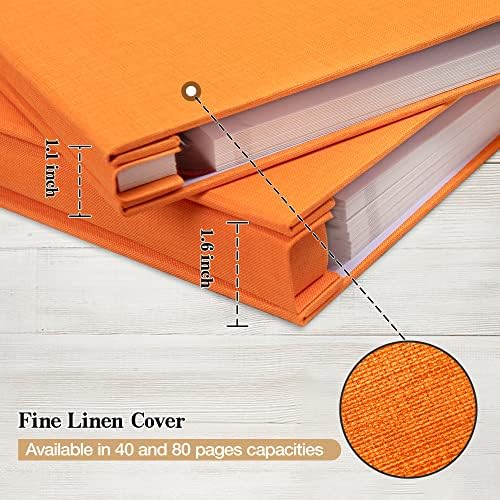 potricher Self Adhesive Photo Album 80 Pages, Linen cover, Orange - Image 5