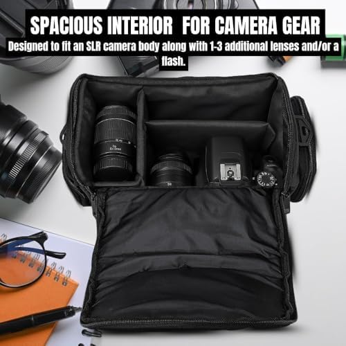 Large Digital Camera / Video Padded Carrying Bag / Case for Nikon, Sony, Pentax, Olympus Panasonic, Samsung, and Canon DSLR Cameras + eCostConnection Microfiber Cloth - Image 5