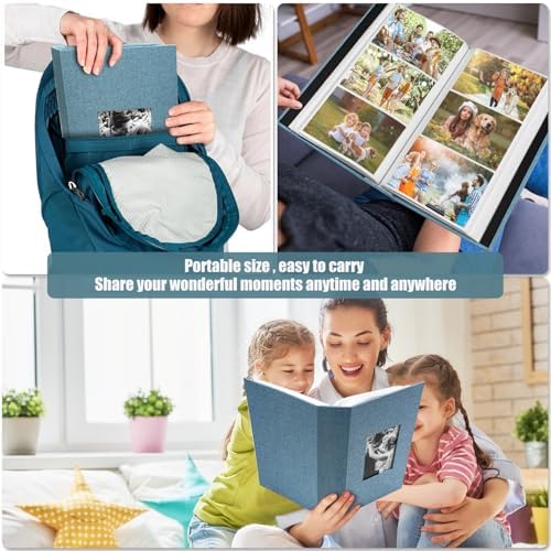 Photo Album 4x6 with 420 Pockets, Slip-in Picture Albums, Linen Cover Memory Book with Front Window, Black Page Vertical Photo Book for Wedding, Family, Anniversare, Baby, Vacation(Sky Blue) - Image 4