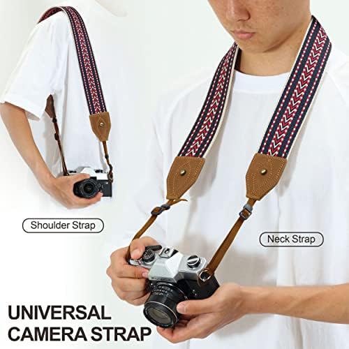 Padwa Lifestyle 2" Wide Classic Crazy Horse Art Cowhide Head Cotton Camera Straps for Photographers - Image 2