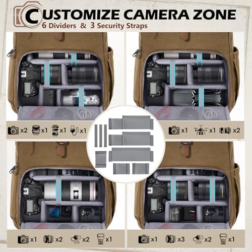 RAINSMORE Camera Backpack, DSLR SLR Mirrorless Camera Bag for Photographer - Image 3