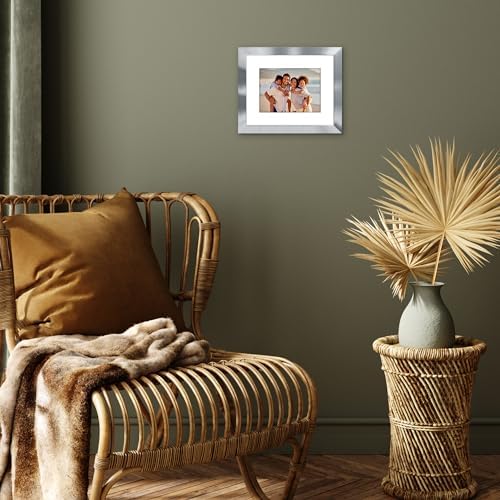 Americanflat 8x10 Picture Frame with Polished Crystal-Clear Glass - Use as 5x7 Frame with Mat or Display 8x10 Photo Without Mat - Signature Collection - Picture Frames for Tabletop and Wall - Silver - Image 4
