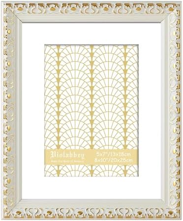 VIOLABBEY 8x10 Picture Frame Antique White and Gold, Ornate Vintage Frame by violabbey