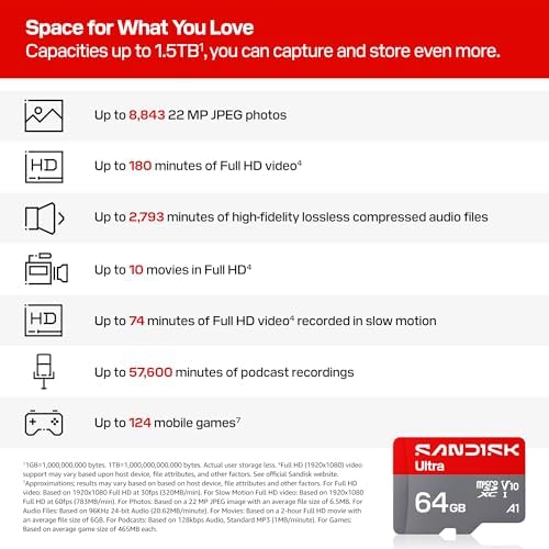 SANDISK 64GB Ultra microSD UHS-I Card - Up to 145MB/s Read Speed, Full HD Video, V10, U1, C10, A6 - SDSQUJQ-064G-GZ6MA - Image 3