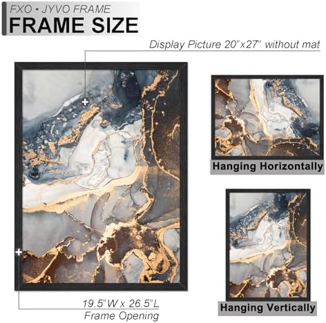 Fxojyvo 20x27 Picture Frame Set of 2 Black Engineered Wood Wall Hanging - Image 4
