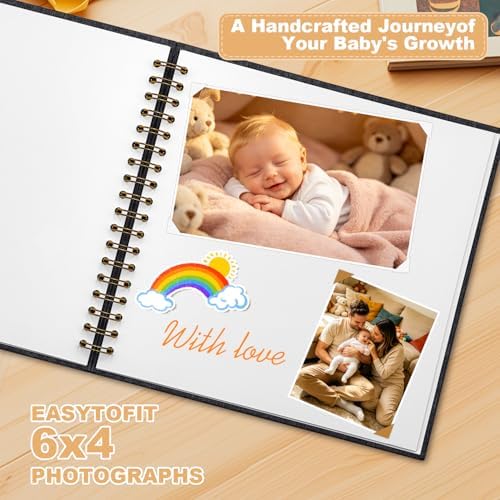 Scrapbook Photo Album Linen Cover, 8 x 8 Inch Hardcover Kraft White Pages Memory Book, for Travel Wedding Guest Book Christmas Baby Shower (40 Sheets/ 80 Pages,Black) - Image 3