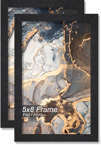 5x8 Picture Frame Set of 2 Black Engineered Wood Tabletop/Wall Hanging by Fxojyvo