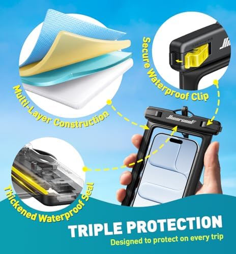 Hiearcool Waterproof Phone Pouch, Waterproof Phone Case, Black&Green 2-Pack - Image 6