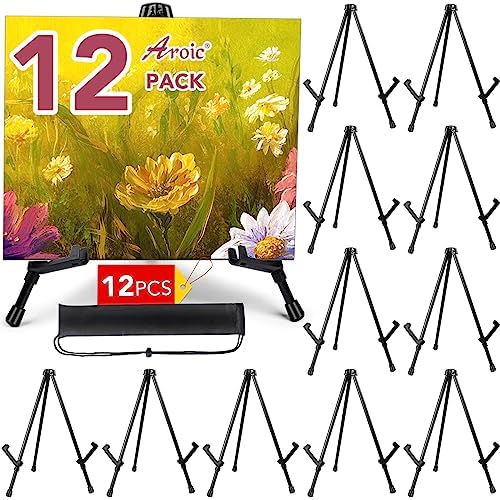 AROIC 12 Pack 14''Tabletop Easels, Black Steel Table Top Easels for Display by AROIC