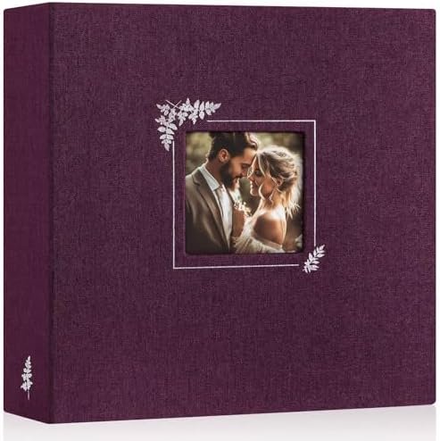 Lanpn Scrapbook Photo Album 12x12, Linen Window Design Cover Top Load 3 Ring Folder Binder Photobook Photo Book 12 x 12 inch with 30 Plastic Sleeves 60 Pages Purple by Lanpn