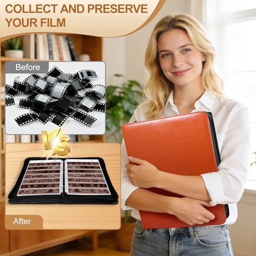 35mm Film Negative Storage Binder Album Kit - 30 Acid-Free Clear Negative Sleeves, PU Leather Storage Binder Case for Camera 135/35mm Film Negatives, Negative Page Preservers, Up to 1260 Frames, Brown - Image 7