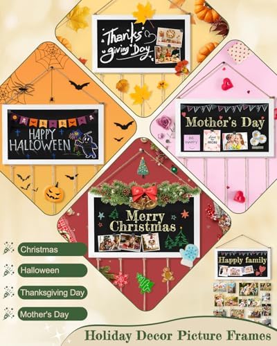 Bikoney Rustic Picture Frame Collage with Blackboard Hanging Photo Display - Image 4