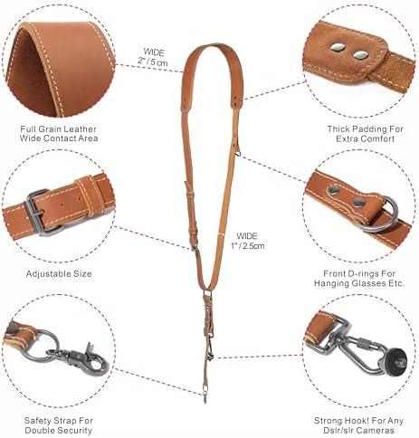 Padwa Lifestyle Tan Single Camera Harness Strap for One Camera - Professional Single Full Grain Leather Camera Harness,Quick Release Gear DSLR Camera Straps for Photographers - Image 3