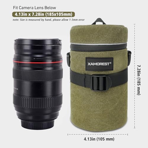 Camera Lens Case Lens Bag Compatible (4.13" x 7.28"(Canvas, Green)) - Image 3