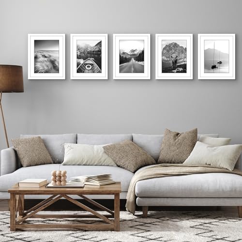 Americanflat 12x15 Picture Frame 5-Pack - Matted to 9x12 - White - Image 5