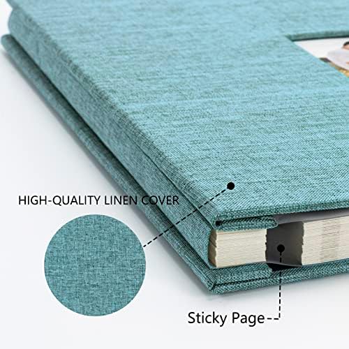 Photo Album Self Adhesive Pages Scrapbook, 13.2x12.8 Green 40 Pages - Image 3