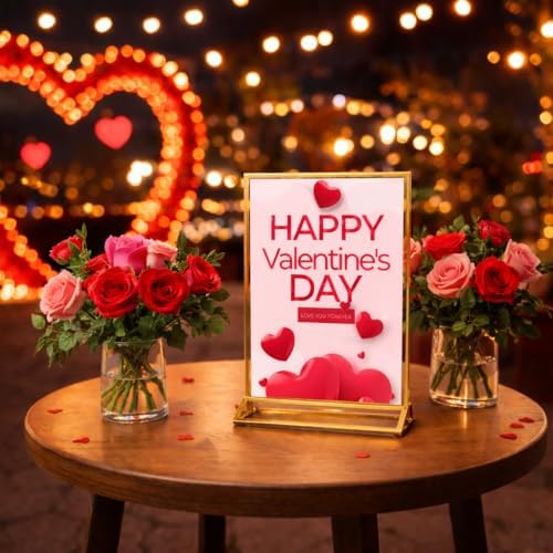 6 Pack Acrylic Sign Holder 8.5 x 11 Gold Picture Frames for Wedding Table Numbers Holders,Double Sided Display Stand for Halloween Christmas Decor,Restaurant Menu Holder Party Plastic Sign Holder - Image 2