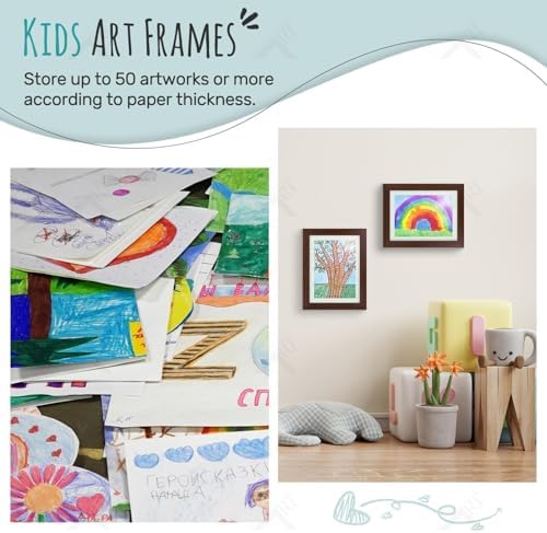 2 Pack 9x12 Front-Opening Kids Artwork Frames Changeable (Walnut) - Image 5