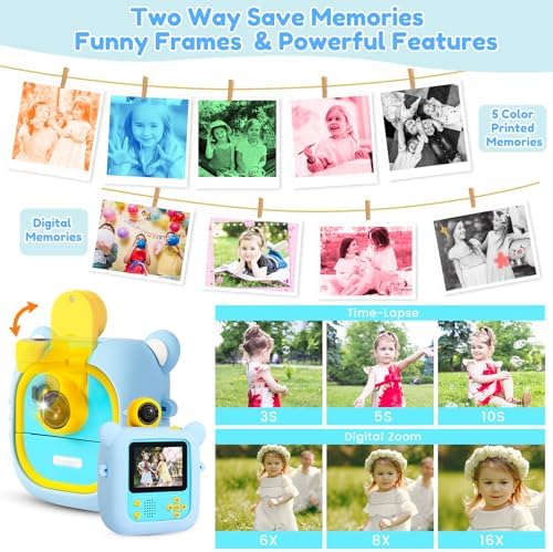 ARNSSIEN Kids Instant Print Camera for Toddlers 1080P 2.4in+180° Flip Lens - Image 4