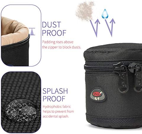 DSLR Lens Case Pouch for Small Camera Lens, Fits Up to 2.76" x 2.95" - Image 3