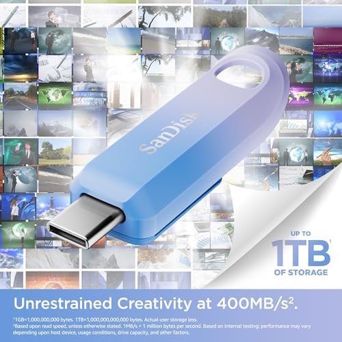SANDISK 256GB Creator USB-C Flash Drive - Up to 400MB/s, USB Type-C - Compatible with Laptops and Tablets -3 Months of Adobe Lightroom Included - SDCZ75C-256G-G46 - Image 2