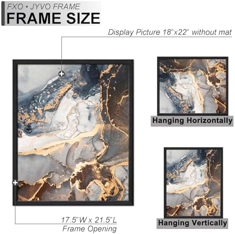 Fxojyvo 18x22 Picture Frame Set of 4 Black Engineered Wood Wall Hanging - Image 4