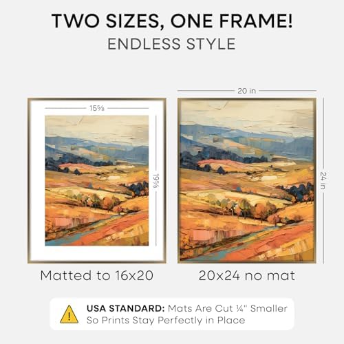 Homeforia 20x24 Bronze Picture Frame, High-End Metal, 16x20 Mat, Glass - Image 2