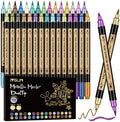 30 Colors Dual Tip Metallic Acrylic Paint Marker pens with Brush & Fine by IVSUN