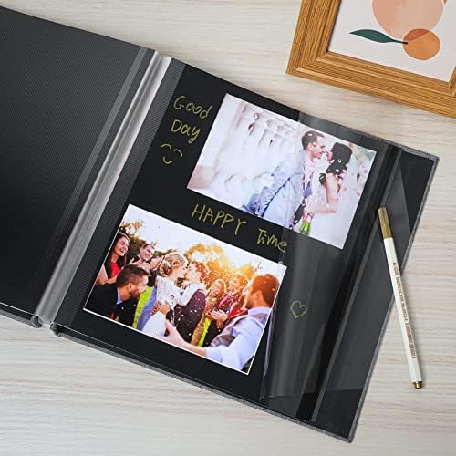 Spbapr Large Photo Album Self Adhesive Linen Cover Magnetic Scrapbook Album DIY Scrap Book 40 Black Sticky Pages for 3x5 4x6 5x7 8x10 Pictures with A Metal Pen 11"x10.6" 40pages - Image 4