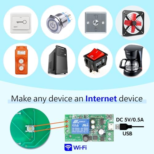 DieseRC 4x1 Channel WiFi Smart Switch with 1x Bluetooth Transmitter, DC 5V 12V 24V Passive Output Relay Module Ewelink APP WiFi Control Compatible with Alexa/Google Home, Inching/Self-Locking Switch - Image 3