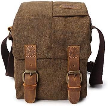 Small Camera Bag/Case, Vintage Canvase Leather Trim DSLR SLR Camera Shoulder Messenger Sling Bag - Image 2