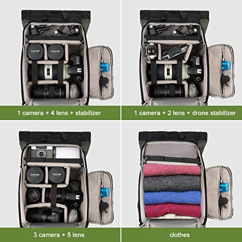 Besnfoto Camera Backpack for Photographer DSLR SLR Waterproof Camera Bag with Laptop Compartment Tripod Holder Roll Top Photographer Case for Hiking Traveling - Image 2